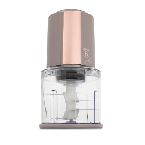 Product image of Chopper 2in1. Part of the Taupe Collection . Features: • Material: plastic • Power: 300 W • 220-240 V 50 Hz • Capacity: 0,6L • Color: taupe. (Studio view). Official Berlinger Haus product, boosted by Promintra sl.