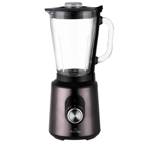 Product image of Table blender with 1,5L GLASS jar 1000W. Part of the Metallic Line Carbon Pro Edition . Features: • Material: stainless steel, glass, plastic • Power: 1000 W • Voltage: 220-240V, 50-60 Hz • 1,5 L glass jar with double safety lock system (both on.... (Studio view). Official Berlinger Haus product, boosted by Promintra sl.