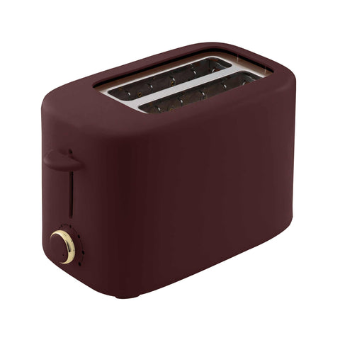 Product image of Toaster with cover. Part of the Leonardo Collection . Features: • Material: stainless steel with plastic housing • 220-240V 50/60 Hz 750W • Color: matt bordeaux. (Studio view). Official Berlinger Haus product, boosted by Promintra sl.