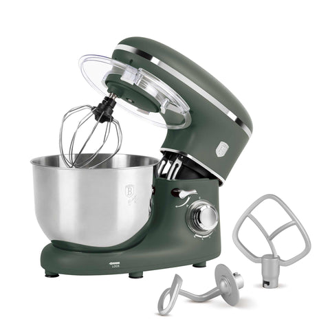 Imatge del producte de robot de cuina. Part de la col·lecció Matte Green. Característiques: • Material: acer inoxidable, plàstic • 1300 W, 220-240V, 50/60 Hz • Inclou: • Bol d'acer inoxidable 18/10 de 6L • Ganxo per a massa antiadherent • Bol antiadherent... (Vista d'estudi). Producte oficial de Berlinger, impulsat per Promintra sl.