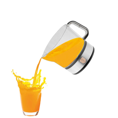 Product image of Electric citrus juicer. Part of the Black Rose Collection . Features: • Material: plastic, stainless steel • 220-240V/230VAC 50Hz 40W • Capacity: 0,7 L • Color: black- rose gold. (Studio view). Official Berlinger Haus product, boosted by Promintra sl.