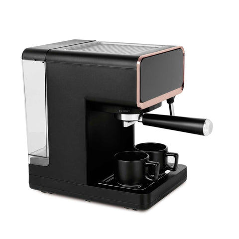 BH/9732, Cafetera espresso digital 3 en 1, Negra, Oro rosa, cafetera espresso, eléctrica, cafetera espresso con espumador de leche, Imagen conceptual: producto y función clave.