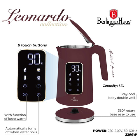 BH/9735, Hervidor eléctrico digital, Matt Bordeaux, Hervidor eléctrico e., Eléctrico, Hervidor eléctrico digital A, Electrodomésticos de cocina, Hervidor