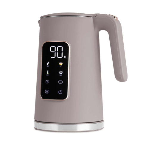 Product image of Digital electric kettle. Part of the Taupe Collection . Features: • Material: 18/10 stainless steel inside, plastic • Capacity: 1,7L • Voltage: 220-240V,50/60Hz • Power: 2200W • Length of power cord: 70-75 cm • Co.... (Studio view). Official Berlinger Haus product, boosted by Promintra sl.