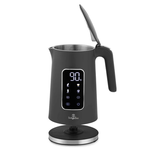 Product image of Digital electric kettle. Part of the Anthracite Collection . Features: • Material: 18/10 stainless steel inside, plastic • Capacity: 1,7L • Voltage: 220-240V,50/60Hz • Power: 2200W • Length of power cord: 70-75 cm • Co.... (Studio view). Official Berlinger Haus product, boosted by Promintra sl.