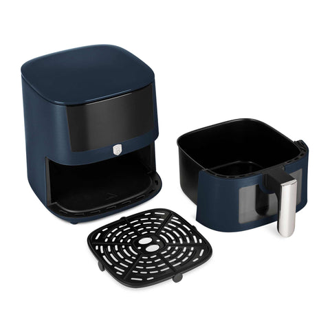 BH/9760, Fregidora d'aire de 5 l amb finestra visible, Blau mat, Fusta gris, Fregidora d'aire, Elèctrica, Fregidora d'aire digital, Fregidora d'aire, Fregidora d'aire sense oli, Fregidora d'aire amb finestra