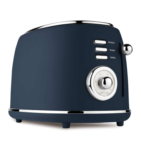 Product image of Toaster. Part of the Deep Sea Collection . Features: • Material: metal, aluminium • Voltage: 220-240 V, 50/60Hz • Power: 850W • Length of power cord: 80 cm • Color: matt blue. (Studio view). Official Berlinger Haus product, boosted by Promintra sl.