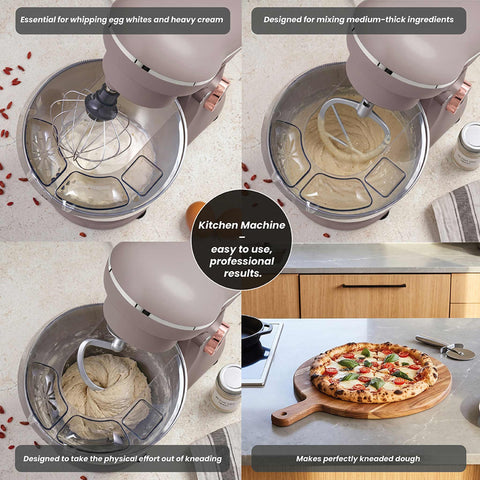 Product image of Kitchen machine. Part of the Taupe Collection . Features: • Material: stainless steel, plastic • Rated input power: 600 W • 220-240V, 50/60 Hz • Include: • 18/10 stainless steel bowl 5L • Non-stick dough h.... (Studio view). Official Berlinger Haus product, boosted by Promintra sl.