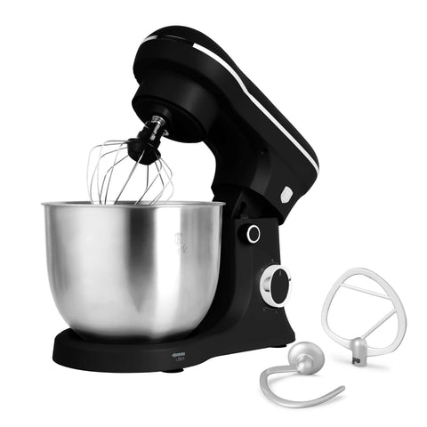 Product image of Kitchen machine. Part of the Black Vantage Collection/Matte Black Collection/Black Silver Collection . Features: • Material: stainless steel, plastic • 1500 W, 220-240V, 50/60 Hz • Include: • 18/10 stainless steel bowl 5L • Non-stick dough hook • Non-stick bea.... (Studio view). Official Berlinger Haus product, boosted by Promintra sl.