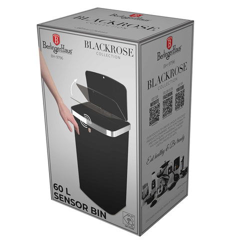 BH/9796, Cubo de basura con sensor de 60 L, Negro, Oro rosa, Cubo de basura con sensor, 60 L, Eléctrico/Batería, Cubo de basura, Polvo, Cubo, Aparatos de cocina