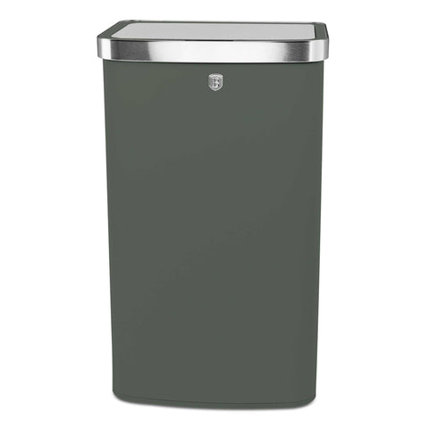 Product image of Sensor bin 60L. Part of the Matte Green Collection . Features: • Material: steel • Size: 65*38,5*28,5 cm, 60L • Power: 4 pcs AA battery (not included) • Color: matt green. (Studio view). Official Berlinger Haus product, boosted by Promintra sl.