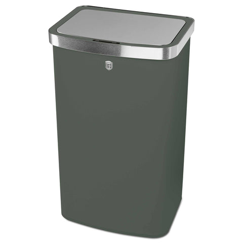 Product image of Sensor bin 60L. Part of the Matte Green Collection . Features: • Material: steel • Size: 65*38,5*28,5 cm, 60L • Power: 4 pcs AA battery (not included) • Color: matt green. (Studio view). Official Berlinger Haus product, boosted by Promintra sl.