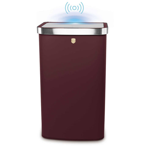 Product image of Sensor bin 60L. Part of the Leonardo Collection . Features: • Material: steel • Size: 65*38,5*28,5 cm, 60L • Power: 4 pcs AA battery (not included) • Color: matt bordeaux. (Studio view). Official Berlinger Haus product, boosted by Promintra sl.