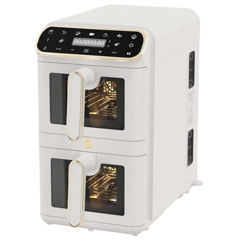 Product image of Dual basket air fryer 5,5+5,5L with visible windows. Part of the Sahara Collection . Features: • Power: 220-240V ~ 50-60Hz 2460W • Temperature control: 60-200℃ • XXXL SIZE: Capacity: 11L=5,5L+5,5L • Non-stick oil tray and food basket - dishwa.... (Studio view). Official Berlinger Haus product, boosted by Promintra sl.
