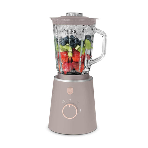 Product image of Table blender with 1,5L GLASS jar 1000W. Part of the Taupe Collection . Features: • Material: plastic, glass • Power: 1000 W • Voltage: 220-240V, 50-60 Hz • 1,5 L glass jar • Length of power cord: 100 cm • Color: matt taupe. (Conceptual view). Official Berlinger Haus product, boosted by Promintra sl.