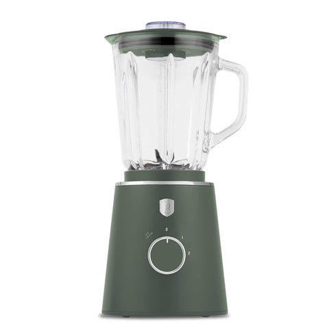 Product image of Table blender with 1,5L GLASS jar 1000W. Part of the Matte Green Collection . Features: • Material: plastic, glass • Power: 1000 W • Voltage: 220-240V, 50-60 Hz • 1,5 L glass jar • Length of power cord: 100 cm • Color: matt green. (Conceptual view). Official Berlinger Haus product, boosted by Promintra sl.