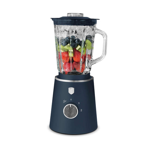 Product image of Table blender with 1,5L GLASS jar 1000W. Part of the Deep Sea Collection . Features: • Material: plastic, glass • Power: 1000 W • Voltage: 220-240V, 50-60 Hz • 1,5 L glass jar • Length of power cord: 100 cm • Color: matt blue, grey .... (Conceptual view). Official Berlinger Haus product, boosted by Promintra sl.