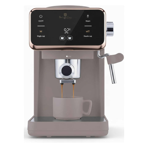 Product image of Digital espresso coffee maker 3in1. Part of the Taupe Collection . Features: • Material: stainless steel, plastic • Power: 950 W • Voltage: 220-240V 50/60 Hz • 1L water tank • 1 and 2 cup filter • 2 in 1 plastic spoon with t.... (Conceptual view). Official Berlinger Haus product, boosted by Promintra sl.