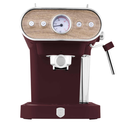 BH/9855, Cafetera espresso 3 en 1, Bordeus mat, Fusta, cafetera espresso, elèctrica, cafetera elèctrica, cafetera espresso amb escumador de llet