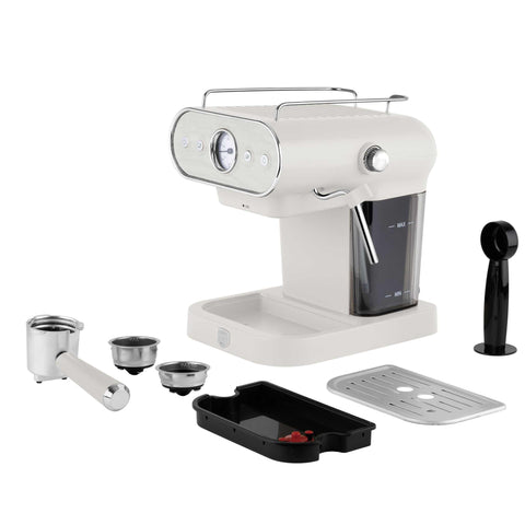 Product image of Espresso coffee maker 3in1. Part of the Sahara Marble Collection . Features: • Material: stainless steel, plastic • Power: 950 W • Voltage: 220-240V 50-60 Hz • 1,2L water tank • 1 and 2 cup filter • 2 in 1 plastic spoon with.... (Studio view). Official Berlinger Haus product, boosted by Promintra sl.