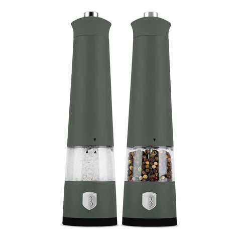 BH/9885, Conjunto de 2 Moedores Elétricos de Sal e Pimenta, Verde Fosco, Conjunto de Moedores de Sal e Pimenta, Elétrico/A Bateria, Conjunto de Moedores Elétricos de Sal e Pimenta, Conjunto de Moedores de Sal e Pimenta