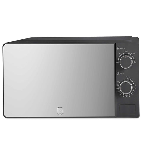Product image of Mechanical microwave oven 20L. Part of the Anthracite Collection . Features: • Input power: 1100W • Output power: 700W • Capacity: 20L • Glass plate: Ø24,5 cm • Size: 24,2*44,5*32,5 cm • Length of power cord: 85 cm • Color: .... (Studio view). Official Berlinger Haus product, boosted by Promintra sl.