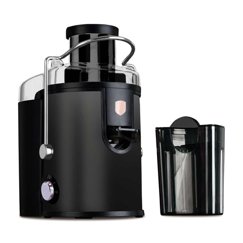 Product image of Juice extractor. Part of the Black Rose Collection . Features: • Material: stainless steel body, stainless steel filter • Capacity: 600 ml juice cup, 1300 ml pulp cup • 220-240V 50-60Hz 500W • Length of power c.... (Studio view). Official Berlinger Haus product, boosted by Promintra sl.