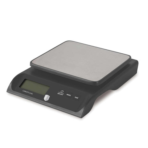 Product image of Digital kitchen scale capacity 6kg. Part of the Anthracite Collection . Features: • Material: stainless steel and plastic • Capacity: 6 kg • Size: 18,8*15*4,2 cm • Weight unit: g/oz/ml/lb • 2 pcs AAA battery included • Color: ant.... (Studio view). Official Berlinger Haus product, boosted by Promintra sl.