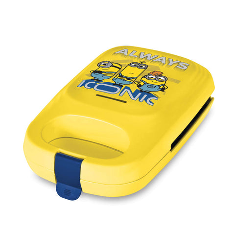 Product image of 3in1 sandwich maker with detachable plates. Part of the Minions Collection . Features: • Material: aluminium, plastic • Power: 600 W • Voltage: 220-240 V, 50/60Hz • Plate size: 13,1*12 cm • NON-STICK coating • Size: 14,5*25*9 cm • Len.... (Studio view). Official Berlinger Haus product, boosted by Promintra sl.