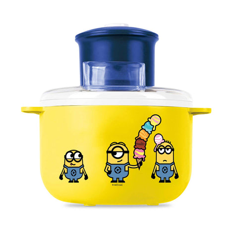 Product image of Ice cream maker. Part of the Minions Collection . Features: • Material: aluminium, plastic • 220-240V 50/60Hz 12W • Capacity: 1,1L • Include: • Aluminium bowl • Stirring paddle • Length of power cord: 70 cm .... (Studio view). Official Berlinger Haus product, boosted by Promintra sl.