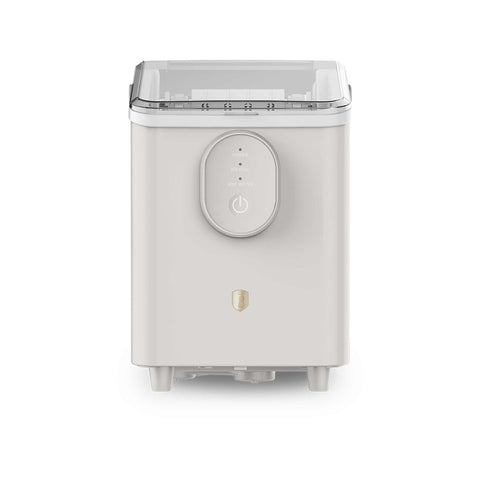 Product image of Ice cube maker. Part of the Sahara Collection . Features: • Power: 120W • Voltage: 220-240V, 50/60Hz • 0,8L water tank • Accessories: • Ice scoop • Ice basket • Length of power cord: 1,2 m • Color: cream. (Studio view). Official Berlinger Haus product, boosted by Promintra sl.