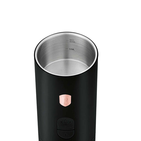 Product image of Rechargeable portable espresso coffee maker 2in1. Part of the Black Rose Collection . Features: • Material: stainless steel, plastic • Power: 120 W • Rechargeable battery: 3 x 2600 mAh • Charging time: 3-4 hours • 100 ml water tank • Accessori.... (Studio view). Official Berlinger Haus product, boosted by Promintra sl.
