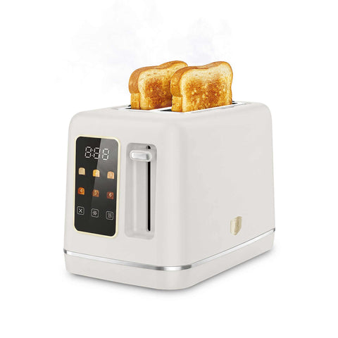 Product image of Digital toaster. Part of the Sahara Collection . Features: • Material: stainless steel with plastic housing • 220-240V 50/60 Hz 750W • Size: 25,9*16,9*17,8 cm • Length of power cord: 75 cm • Color: matt cream. (Conceptual view). Official Berlinger Haus product, boosted by Promintra sl.