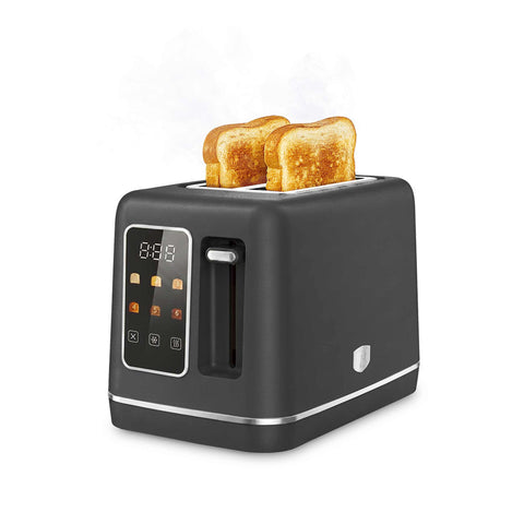 Product image of Digital toaster. Part of the Anthracite Collection . Features: • Material: stainless steel with plastic housing • 220-240V 50/60 Hz 750W • Size: 25,9*16,9*17,8 cm • Length of power cord: 75 cm • Color: matt ant.... (Conceptual view). Official Berlinger Haus product, boosted by Promintra sl.