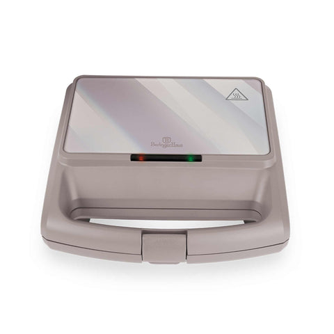 Product image of 3in1 sandwich maker with detachable plates and glass panel. Part of the Taupe Collection . Features: • Material: aluminium, glass, plastic • Power: 800 W • Voltage: 220-240 V, 50/60Hz • Plate size: 21,6*12 cm • NON-STICK coating • Length of power c.... (Studio view). Official Berlinger Haus product, boosted by Promintra sl.