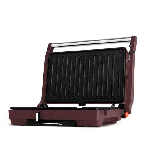 Imagem do produto: Grelha elétrica com painel de vidro. Parte da Coleção Leonardo. Características: • Material: alumínio, vidro, plástico • Potência: 1600 W • Voltagem: 220-240 V, 50/60 Hz • Dimensões da placa: 27,5 x 17 cm • Revestimento antiaderente • Comprimento da alimentação... (Vista de estúdio). Produto oficial Berlinger Haus, com o apoio da Promintra sl.
