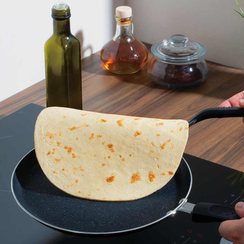 Product image of Pancake pan 24cm. Part of the Blaumann/Pancake pan . Features: • Material: pressed aluminum with marble coating • Size: Ø24 cm • Color: matt black. (Studio view). Official Berlinger Haus product, boosted by Promintra sl.