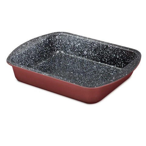 Product image of Oblong roaster 35x27cm. Part of the Blaumann/Cera Stone Collection . Features: • Material: carbon steel with non-stick coating • Size: 35*27*6,5 cm • Color: bronze. (Studio view). Official Berlinger Haus product, boosted by Promintra sl.