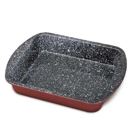 Product image of Oblong roaster 35x27cm. Part of the Blaumann/Cera Stone Collection . Features: • Material: carbon steel with non-stick coating • Size: 35*27*6,5 cm • Color: bronze. (Studio view). Official Berlinger Haus product, boosted by Promintra sl.