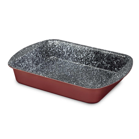 Product image of Oblong roaster 40x28cm. Part of the Blaumann/Cera Stone Collection . Features: • Material: carbon steel with non-stick coating • Size: 40*28*7 cm • Color: bronze. (Studio view). Official Berlinger Haus product, boosted by Promintra sl.
