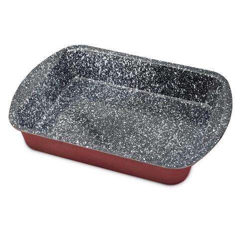 Product image of Oblong roaster 40x28cm. Part of the Blaumann/Cera Stone Collection . Features: • Material: carbon steel with non-stick coating • Size: 40*28*7 cm • Color: bronze. (Studio view). Official Berlinger Haus product, boosted by Promintra sl.