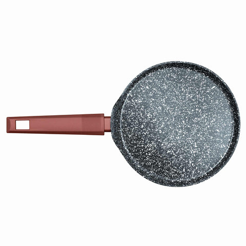 Product image of Pancake pan 25cm. Part of the Blaumann/Cera Stone Collection . Features: • Material: forged aluminum • Pancake pan Ø25*1,8 cm • Color: bronze. (Studio view). Official Berlinger Haus product, boosted by Promintra sl.