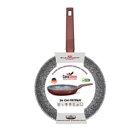 Product image of Frypan 28cm. Part of the Blaumann/Cera Stone Collection . Features: • Material: forged aluminum • Frypan Ø28*5,2 cm • Color: bronze. (Giftbox view). Official Berlinger Haus product, boosted by Promintra sl.