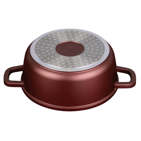 Product image of Casserole with lid 20cm. Part of the Blaumann/Cera Stone Collection . Features: • Material: cast aluminum • Casserole with lid Ø20*8,5 cm 2,3L • Color: bronze. (Studio view). Official Berlinger Haus product, boosted by Promintra sl.