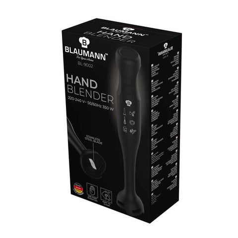 Imagem do produto Liquidificador de mão. Parte da Coleção Blaumann/Black Silver. Características: • Material: aço inoxidável/plástico • Voltagem: 220-240V 50-60Hz • Potência: 350W • Cor: fekete (imagem ilustrativa). Produto oficial Berlinger Haus, com o apoio da Promintra sl.