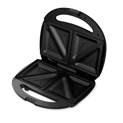 Imagem do produto: Sanduicheira. Parte da Coleção Blaumann/Black Silver. Características: • Potência: 750 W • Voltagem: 220-240 V, 50/60 Hz • Dimensões da placa: 21,6 x 12 cm • Revestimento antiaderente preto na placa • Indicadores luminosos de ligado e pronto para uso • Comprimento... (Vista de estúdio). Produto oficial Berlinger Haus, com o apoio da Promintra sl.