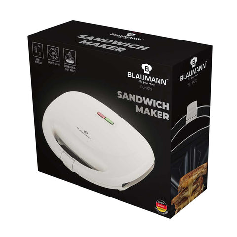 Imagem do produto: Sanduicheira. Parte da linha Blaumann Cream. Características: • Potência: 750 W • Voltagem: 220-240 V, 50/60 Hz • Dimensões da placa: 21,6 x 12 cm • Revestimento antiaderente preto na placa • Indicadores luminosos de ligado e pronto para uso • Comprimento... (Vista de estúdio). Produto oficial Berlinger Haus, com o apoio da Promintra sl.