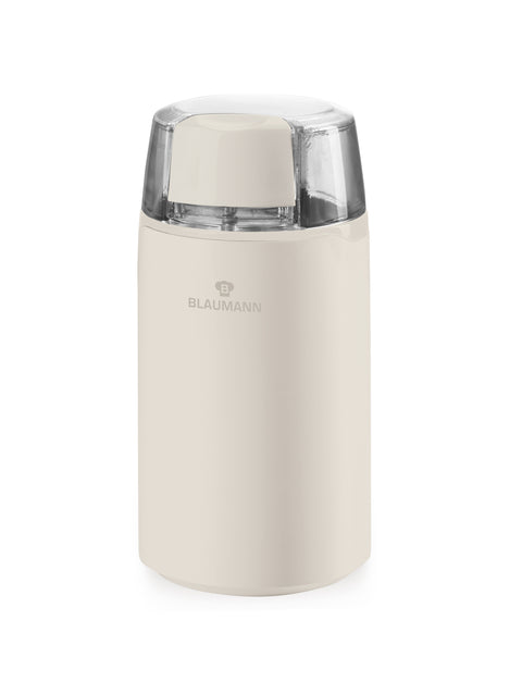 Imagem do produto: Moedor de café elétrico. Parte da linha Blaumann Cream. Características: • Material: aço inoxidável/plástico • Potência: 200 W • Voltagem: 220-240 V 50/60 Hz • Lâmina de aço inoxidável • Cor: creme. (Imagem ilustrativa). Produto oficial Berlinger Haus, com o apoio da Promintra sl.