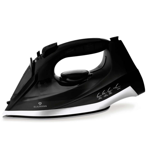 Product image of Iron. Part of the Blaumann/Black Silver Collection . Features: • 220-240V, 50/60Hz, 1600 W • Functions: Dry/Steam/Vertical steam/Spray/Self clean • Water tank capacity: 200 ml • Soleplate size: 22.9*12.1 cm • A.... (Studio view). Official Berlinger Haus product, boosted by Promintra sl.