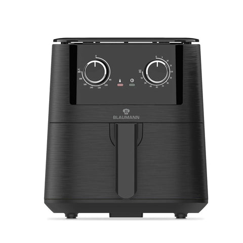 Imatge del producte de la fregidora d'aire de 5L. Part de la col·lecció Blaumann/Black Silver. Característiques: • Potència: 220-240V, 50/60Hz, 1180-1400W • Control de temperatura: 80-200℃ • MIDA XL: 5L • Safata i cistella antiadherents - aptes per a rentaplats • Color: negre-s... (Vista d'estudi). Producte oficial de Berlinger, impulsat per Promintra sl.